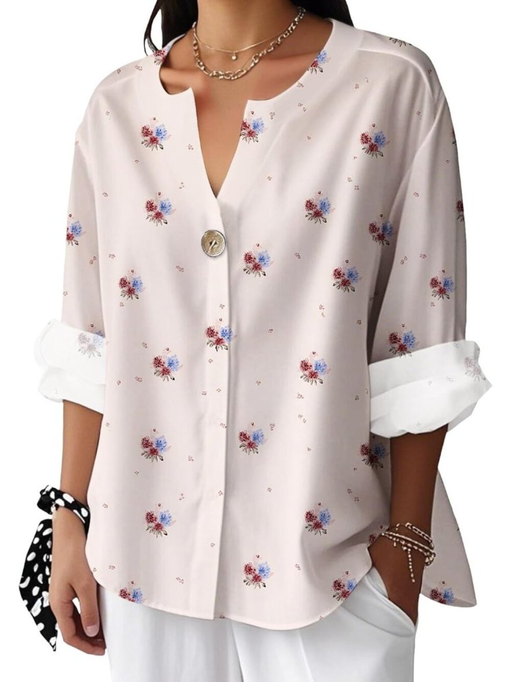 Versatile Women's Long Sleeve Marine Print Top - Perfect For Summer Days